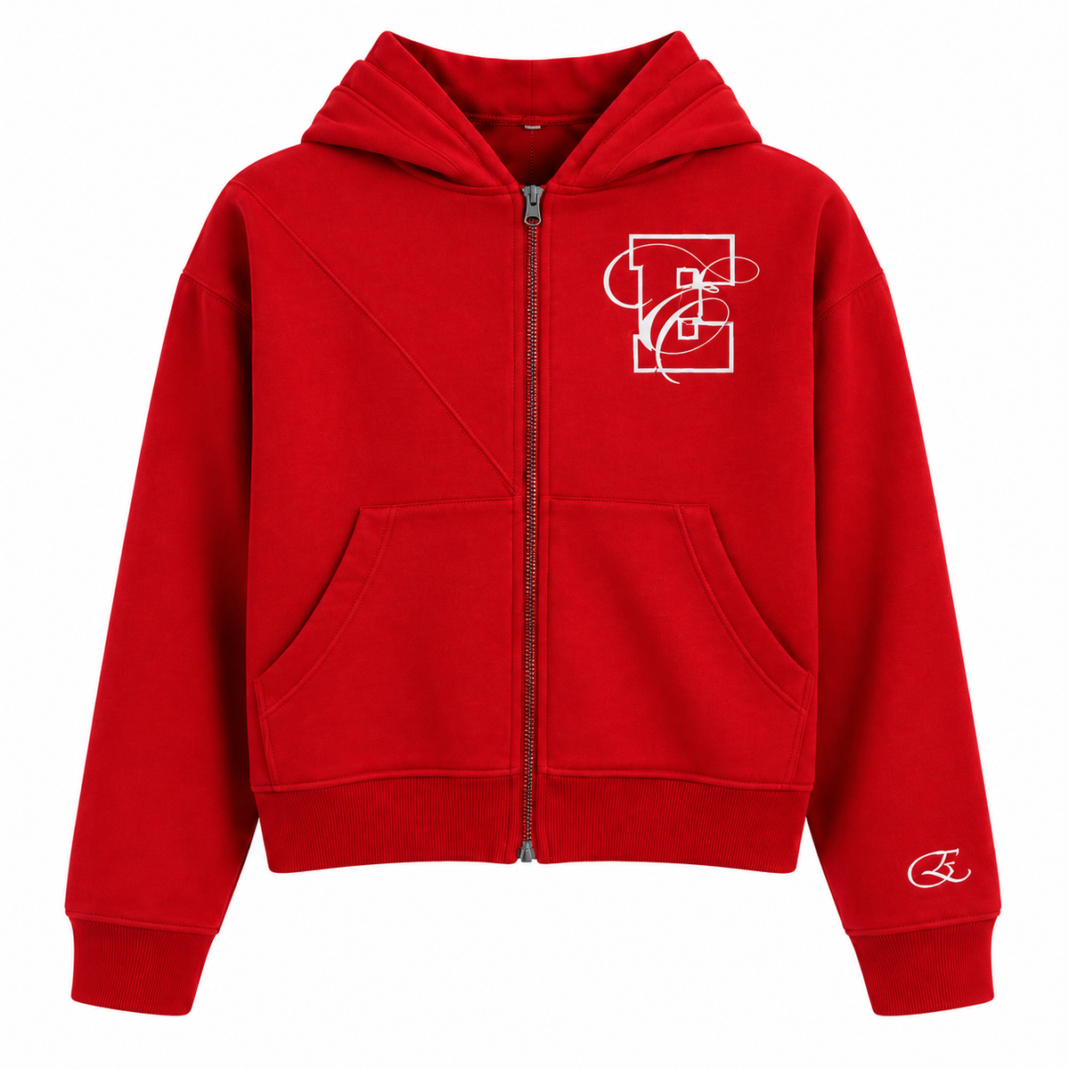 RED SATIN ZIP-UP
