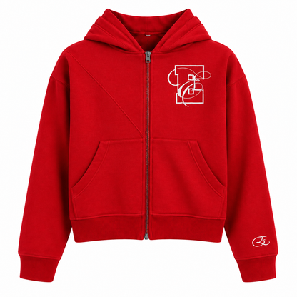 RED SATIN ZIP-UP