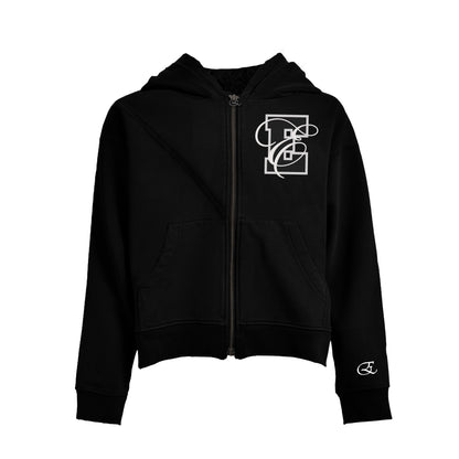 BLACK SATIN ZIP-UP