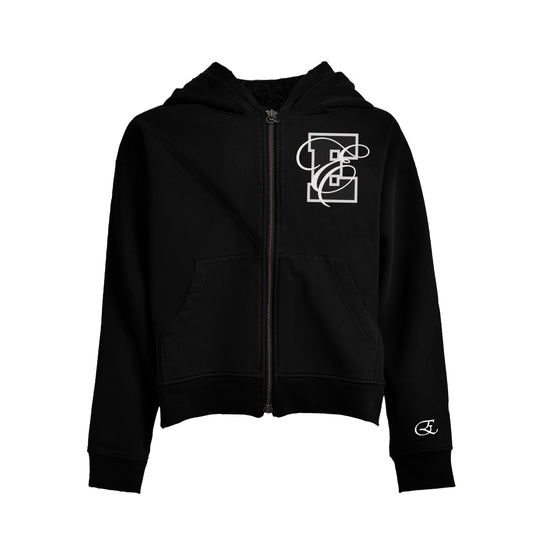 BLACK SATIN ZIP-UP