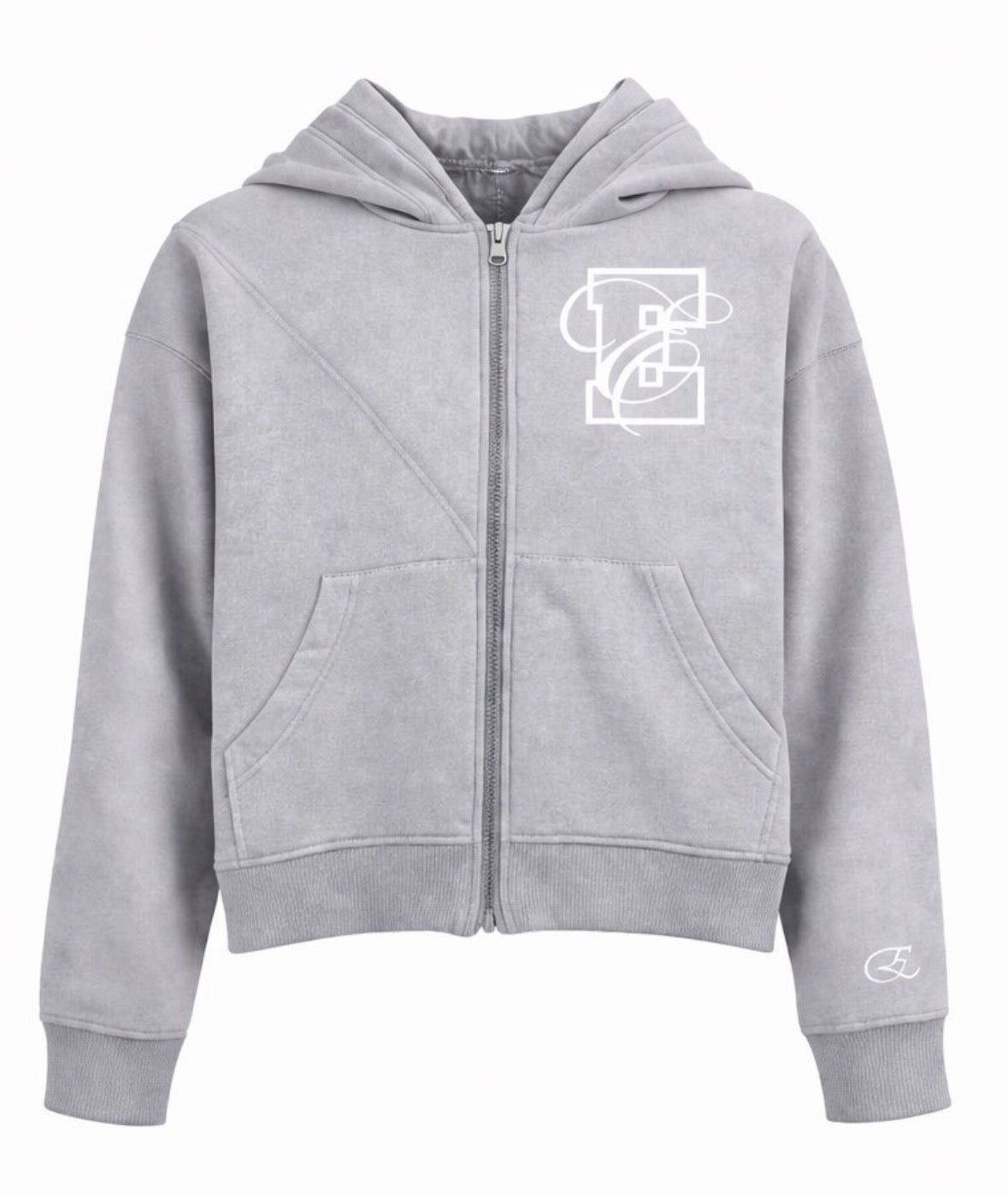 GREY SATIN ZIP-UP