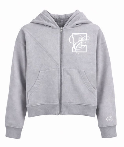 GREY SATIN ZIP-UP