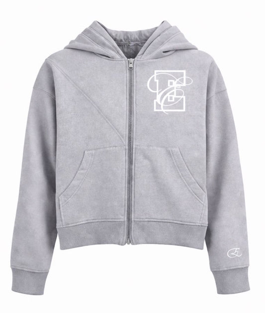 GREY SATIN ZIP-UP